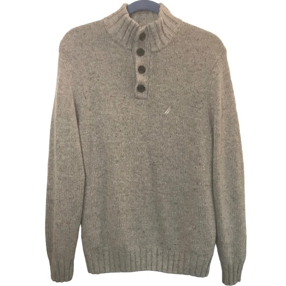 NAUTICA Wool Blend 1/4 button Pullover Knit Sweater - Picture 2 of 7
